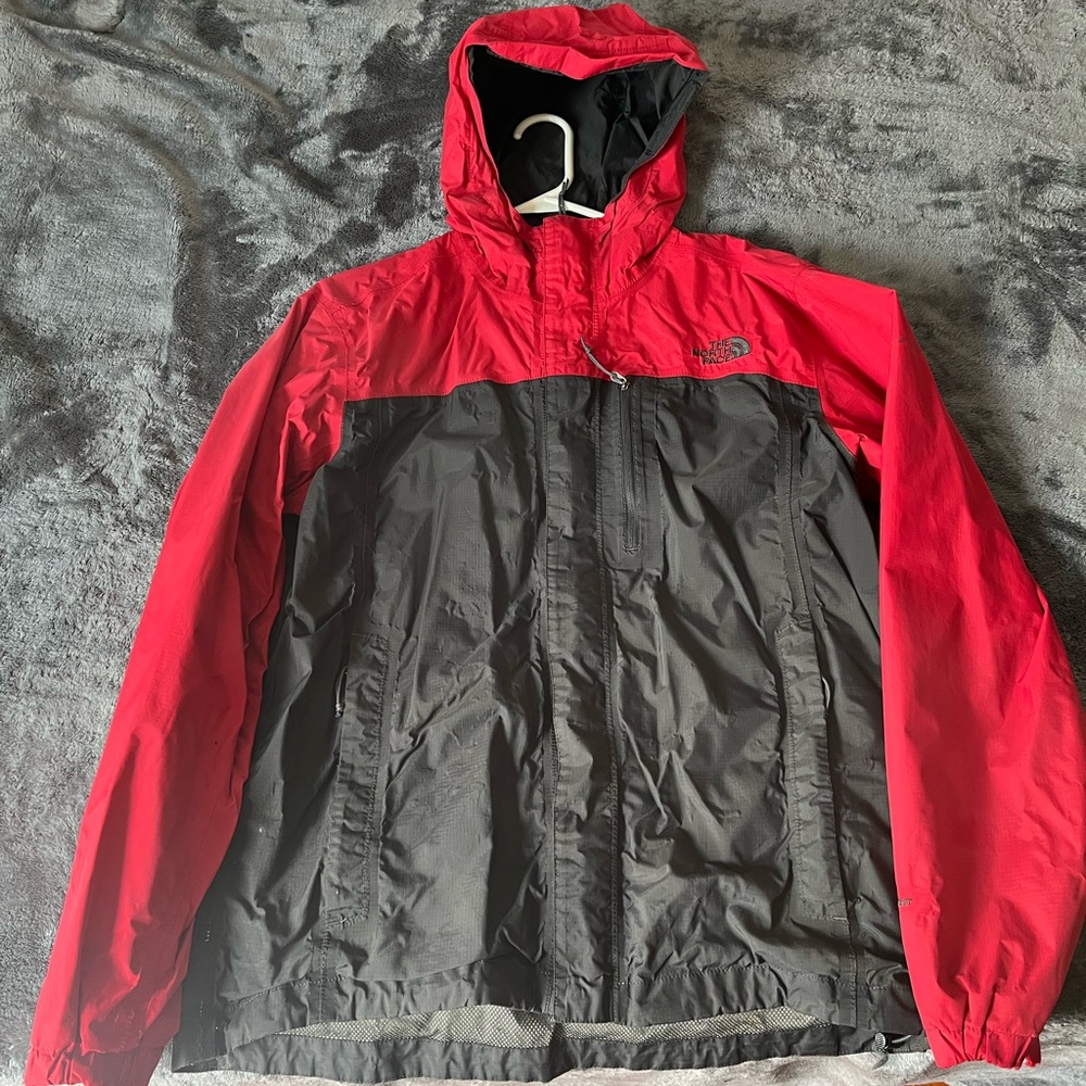 Red and Black North Face Windbreaker Jacket.